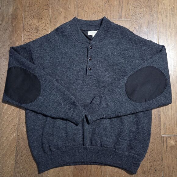 Cabela's Sweater Mens 2XL Blue Windshear Wool Lined Elbow Patches Windproof XXL - Picture 1 of 8